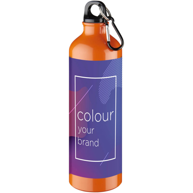 Oregon 770 ml Aluminium Trinkflasche mit Karabinerhaken - orange - Logo 1