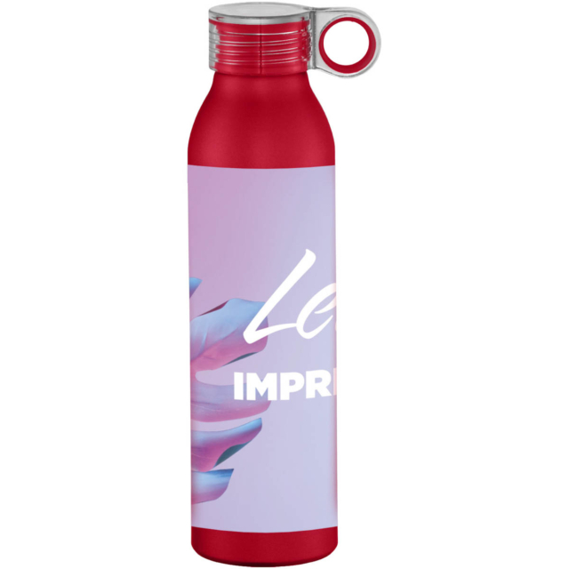 Grom 650 ml Aluminium Sportflasche - rot - Logo 1