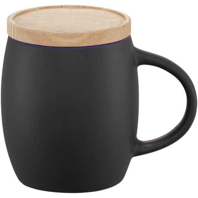 Hearth 400 ml Keramiktasse mit Holz Untersetzer - schwarz - Extra 1