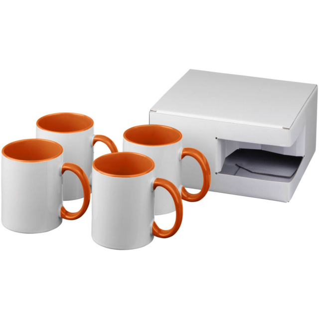 Ceramic Geschenkset mit 4 Bechern mit Sublimationsdruck - orange - Hauptfoto