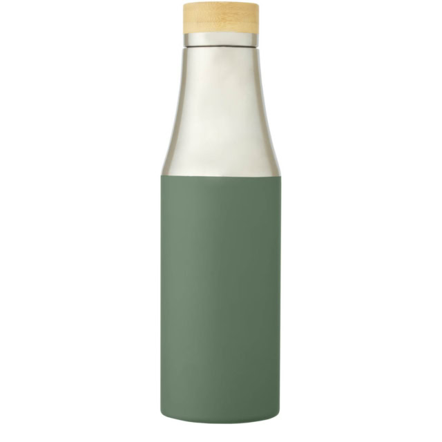 Hulan 540 ml Kupfer-Vakuum Isolierflasche mit Bambusdeckel - heather grün - Vorderseite