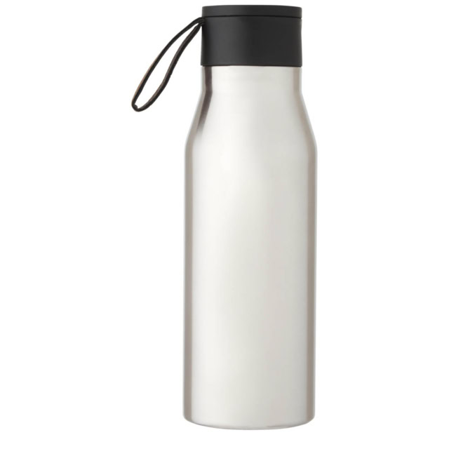 Ljungan 500 ml Kupfer-Vakuum Isolierflasche mit PU Kunststoffband und Deckel - silber - Rückseite