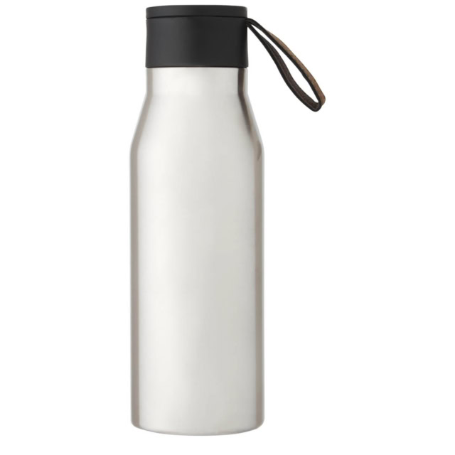 Ljungan 500 ml Kupfer-Vakuum Isolierflasche mit PU Kunststoffband und Deckel - silber - Vorderseite