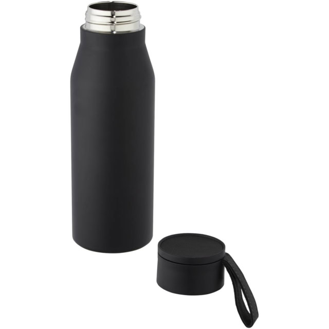 Ljungan 500 ml Kupfer-Vakuum Isolierflasche mit PU Kunststoffband und Deckel - schwarz - Extra 1