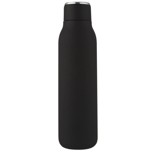 Marka 600 ml Kupfer-Vakuum Isolierflasche mit Metallschlaufe - schwarz - Vorderseite