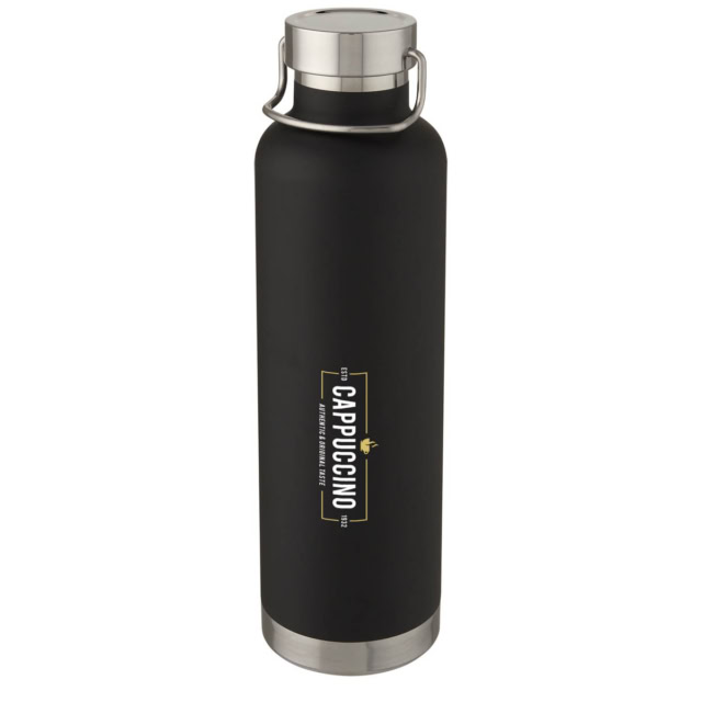 Thor 1 l Kupfer-Vakuum Isoliersportflasche - schwarz - Logo 1