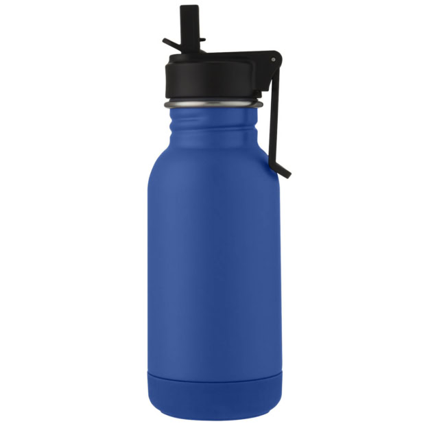 Lina 400 ml Sportflasche aus Edelstahl mit Strohhalm und Schlaufe - navy - Vorderseite