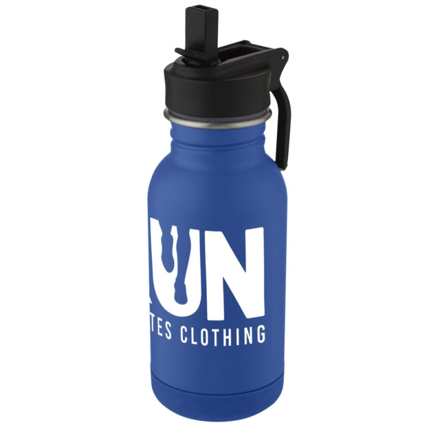 Lina 400 ml Sportflasche aus Edelstahl mit Strohhalm und Schlaufe - navy - Logo 1