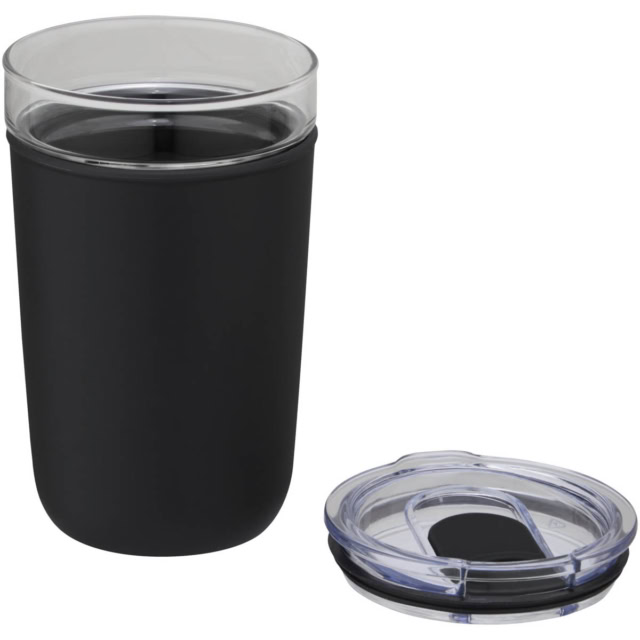 Bello 420 ml Glasbecher mit Außenwand aus recyceltem Kunststoff - schwarz - Extra 1