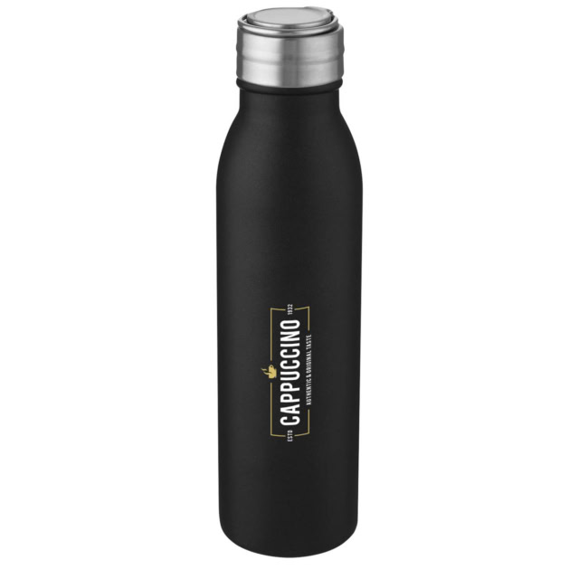 Harper 700 ml Sportflasche aus Edelstahl mit Metallschlaufe - schwarz - Logo 1