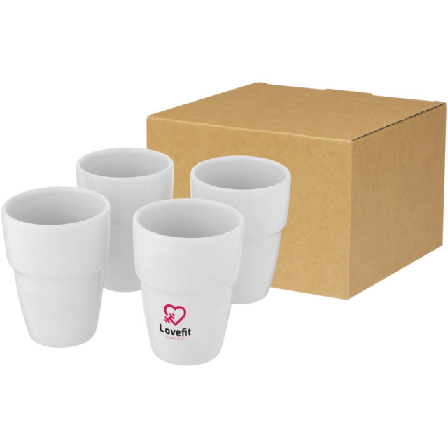 Staki 4-teiliges Geschenkset aus stapelbaren 280 ml Bechern - weiss - Logo 1