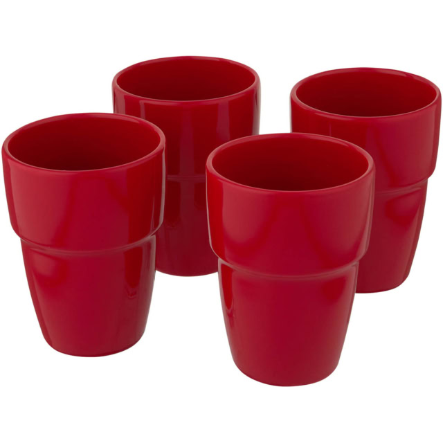 Staki 4-teiliges Geschenkset aus stapelbaren 280 ml Bechern - rot - Extra 2