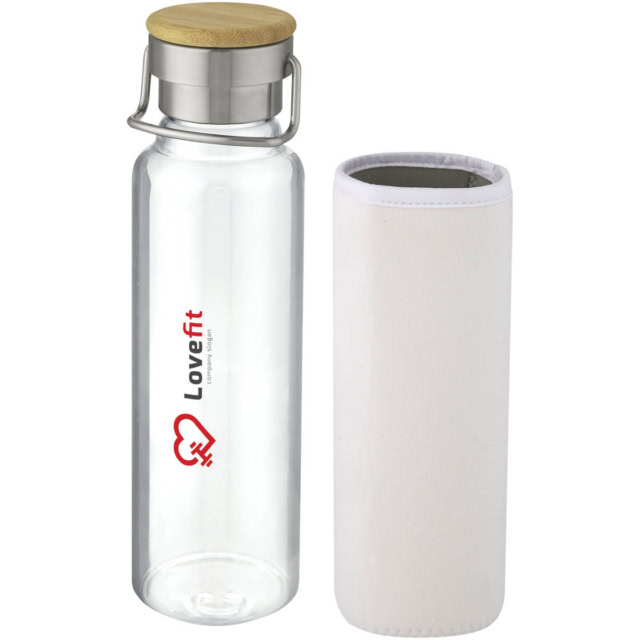 Thor 660 ml Glasflasche mit Neoprenhülle - weiss - Logo 1