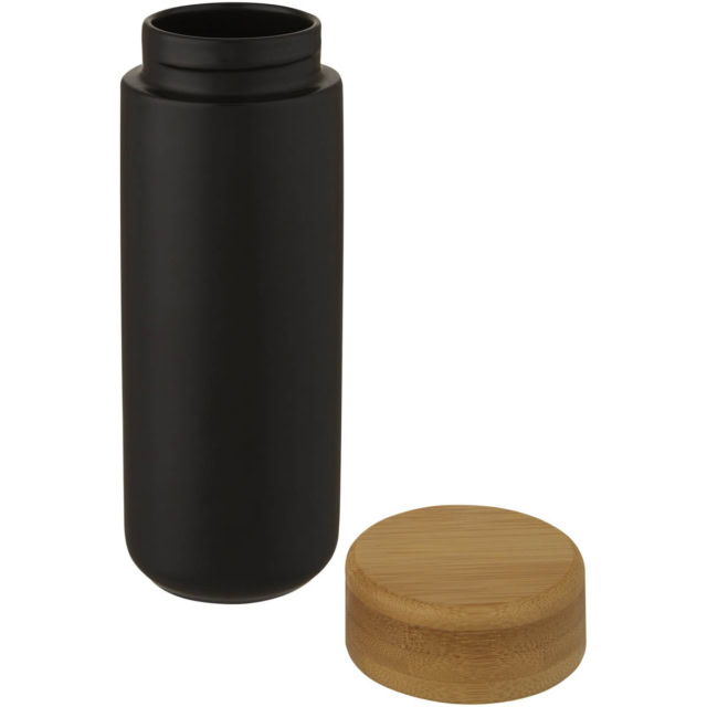 Lumi 300 ml Keramikbecher mit Bambusdeckel - schwarz - Extra 1