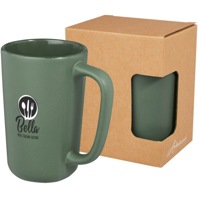 Perk 480 ml Keramiktasse - heather grün - Logo 1