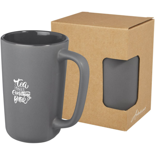 Perk 480 ml Keramiktasse - grau - Logo 1