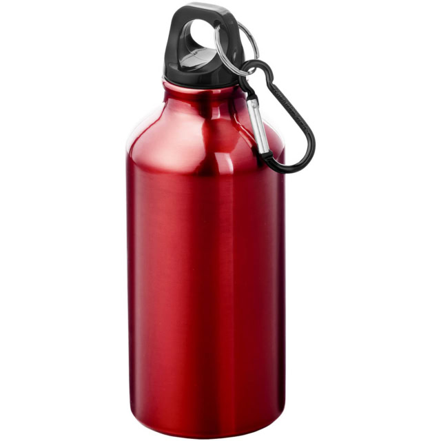 Oregon 400 ml RCS-zertifizierte Trinkflasche aus recyceltem Aluminium mit Karabinerhaken - rot - Hauptfoto