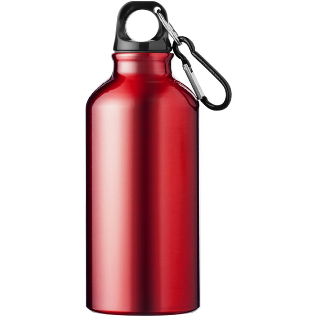 Oregon 400 ml RCS-zertifizierte Trinkflasche aus recyceltem Aluminium mit Karabinerhaken - rot - Vorderseite