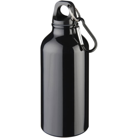 Oregon 400 ml RCS-zertifizierte Trinkflasche aus recyceltem Aluminium mit Karabinerhaken - schwarz - Hauptfoto