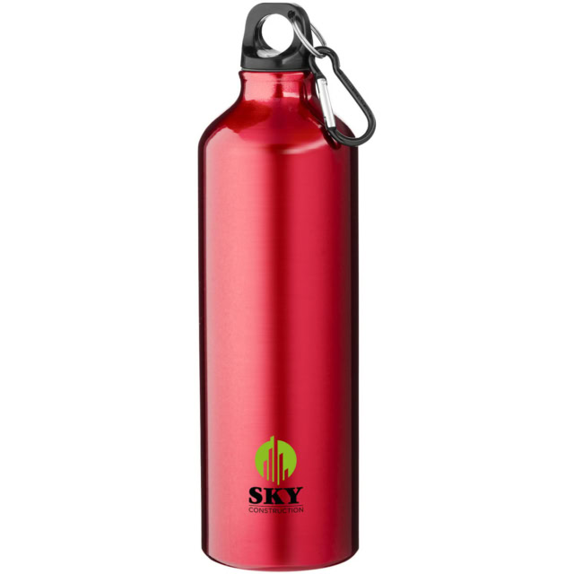 Oregon 770 ml RCS-zertifizierte Trinkflasche aus recyceltem Aluminium mit Karabinerhaken - rot - Logo 1