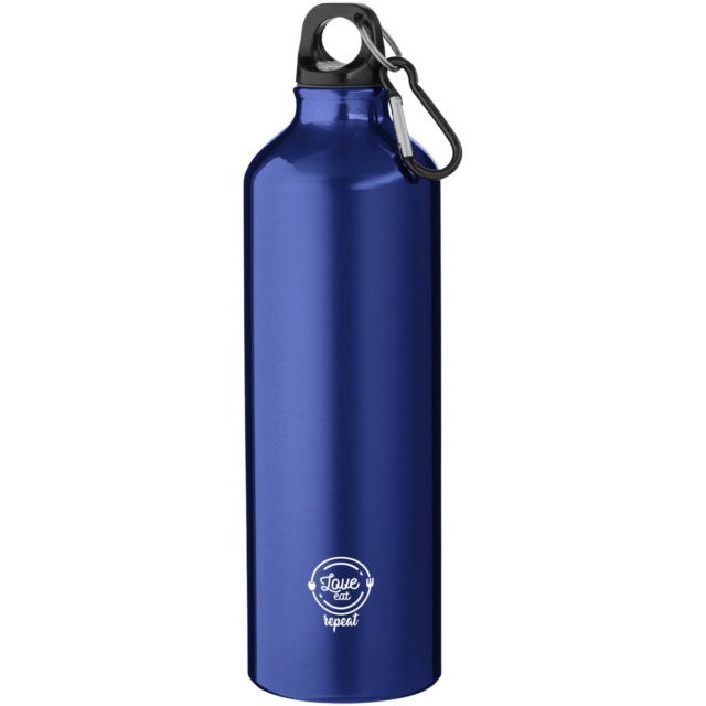 Oregon 770 ml RCS-zertifizierte Trinkflasche aus recyceltem Aluminium mit Karabinerhaken - blau - Logo 1