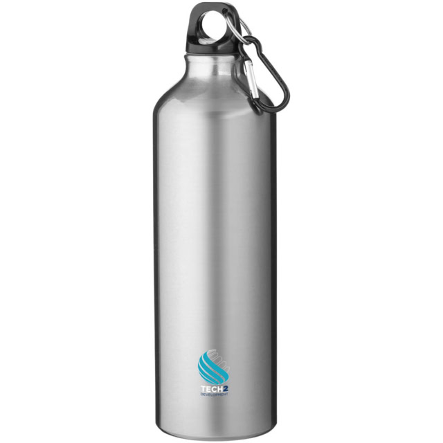 Oregon 770 ml RCS-zertifizierte Trinkflasche aus recyceltem Aluminium mit Karabinerhaken - silber - Logo 1