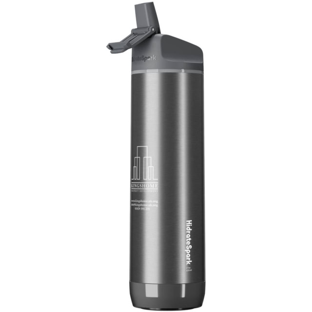 HidrateSpark® PRO 620 ml vakuumisolierte Edelstahl Wasserflasche - edelstahl grau - Logo 1