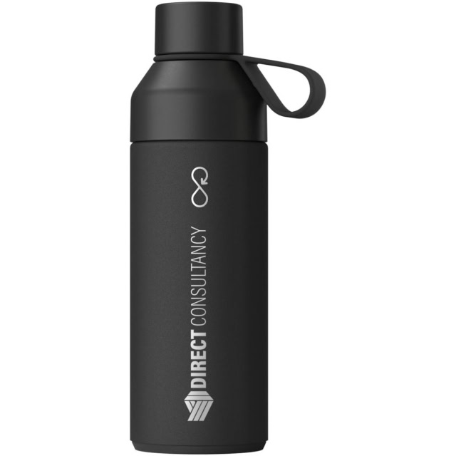 Ocean Bottle 500 ml vakuumisolierte Flasche - Obsidian Black - Logo 1