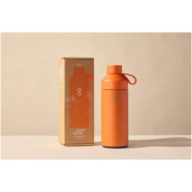 Big Ocean Bottle 1 L vakuumisolierte Flasche - Sun Orange - Package