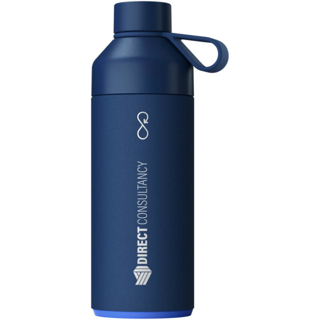 Big Ocean Bottle 1 L vakuumisolierte Flasche - Ozeanblau - Logo 1