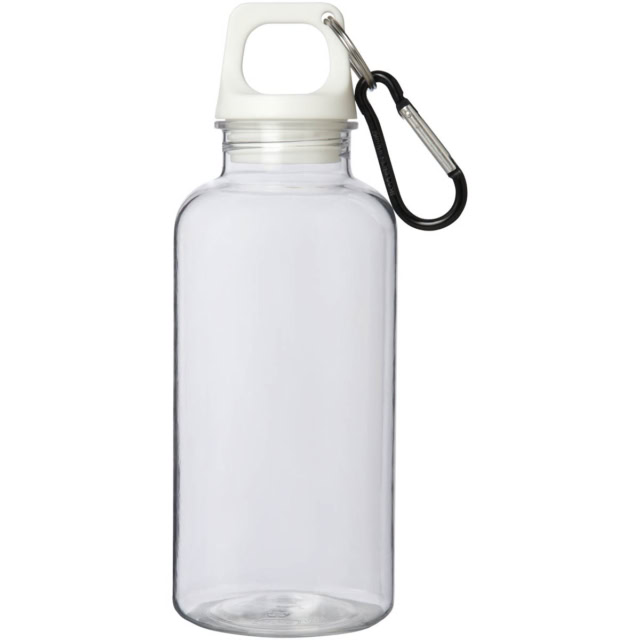 Oregon 400 ml RCS-zertifizierte Trinkflasche aus recyceltem Kunststoff mit Karabiner - weiss - Vorderseite