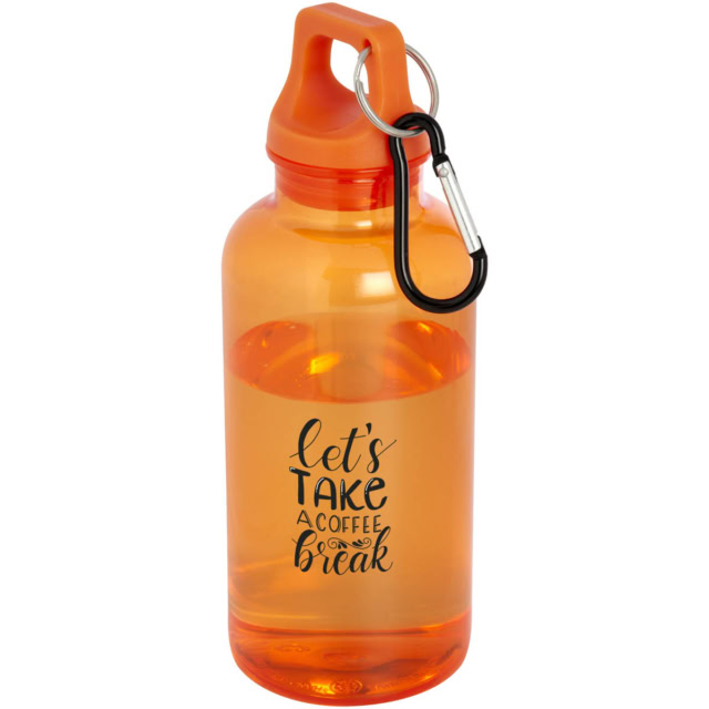 Oregon 400 ml RCS-zertifizierte Trinkflasche aus recyceltem Kunststoff mit Karabiner - orange - Logo 1