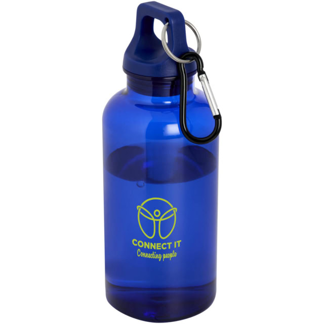 Oregon 400 ml RCS-zertifizierte Trinkflasche aus recyceltem Kunststoff mit Karabiner - blau - Logo 1