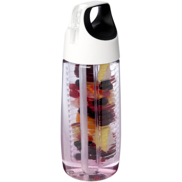 HydroFruit 700 ml Sportflasche aus recyceltem Kunststoff mit Klappdeckel und Trinkhalm - transparent weiss - Hauptfoto