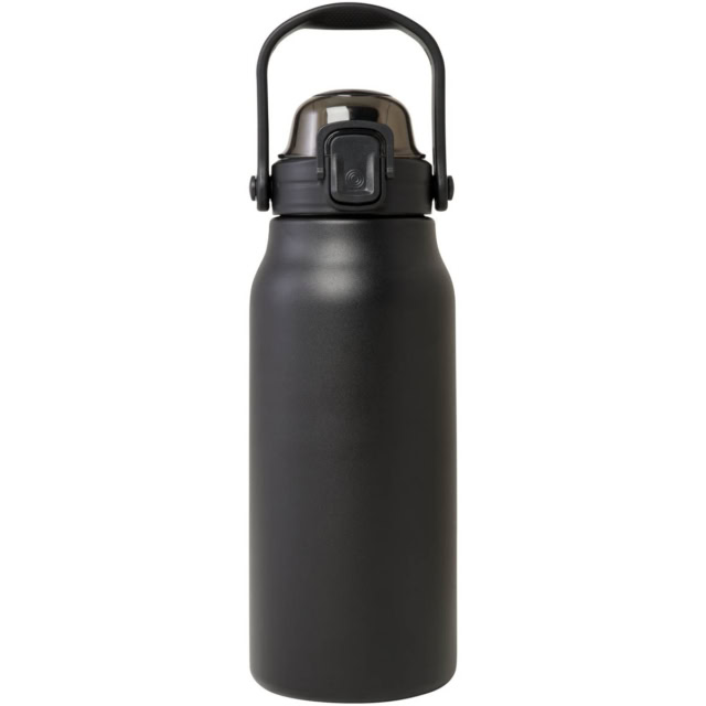 Giganto 1600 ml RCS-zertifizierte Kupfer-Vakuum Isolierflasche aus recyceltem Edelstahl - schwarz - Vorderseite