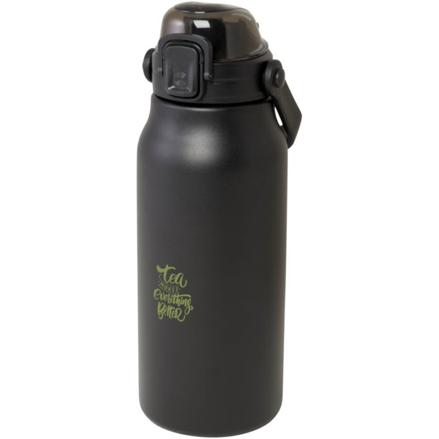 Giganto 1600 ml RCS-zertifizierte Kupfer-Vakuum Isolierflasche aus recyceltem Edelstahl - schwarz - Logo 1