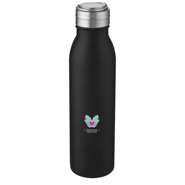 Harper 700 ml RCS-zertifizierte Sportflasche aus Edelstahl mit Metallschlaufe - schwarz - Logo 1