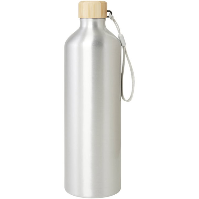 Malpeza 1L RCS-zertifizierte Wasserflasche aus recyceltem Aluminium - silber - Vorderseite