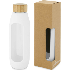 Tidan 600 ml Flasche aus Borosilikatglas mit Silikongriff – weiss