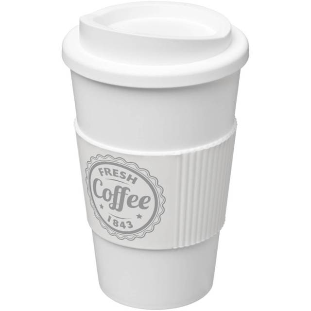 Americano® 350 ml Isolierbecher mit Schutzring - weiss - Logo 1