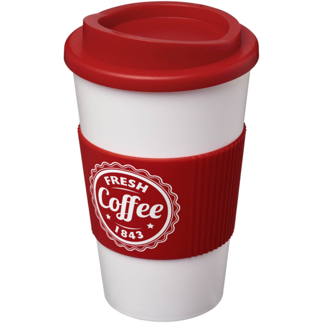 Americano® 350 ml Isolierbecher mit Schutzring - weiss - Logo 1