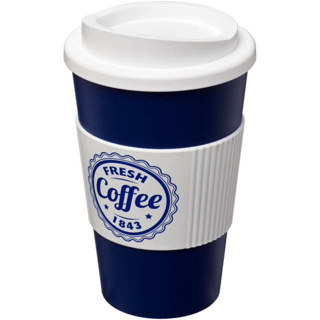 Americano® 350 ml Isolierbecher mit Schutzring - blau - Logo 1