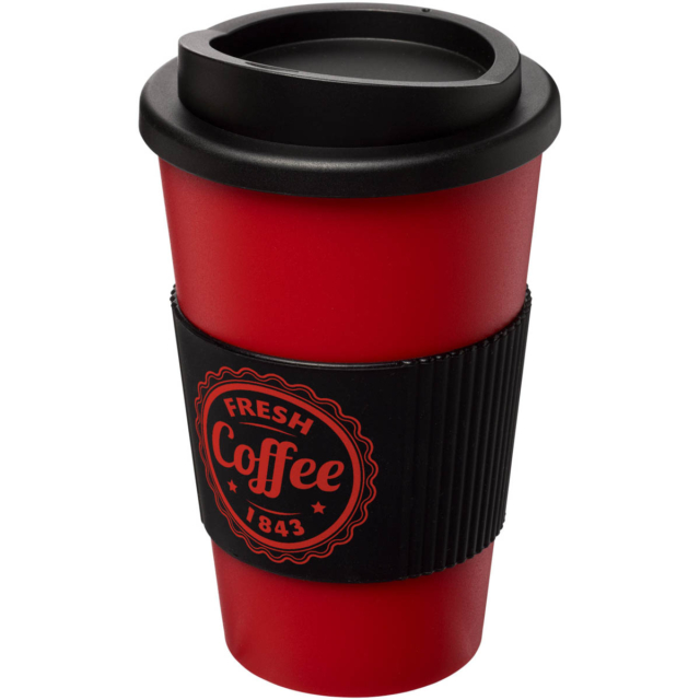 Americano® 350 ml Isolierbecher mit Schutzring - rot - Logo 1