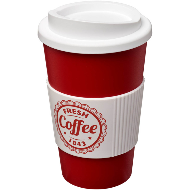 Americano® 350 ml Isolierbecher mit Schutzring - rot - Logo 1