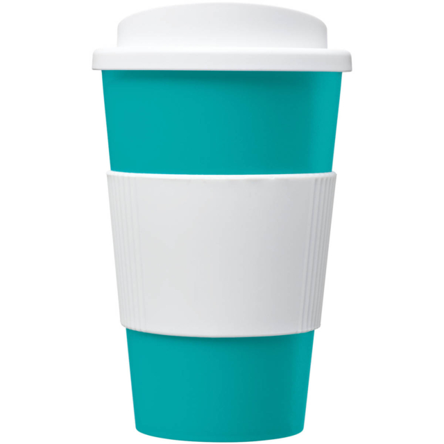 Americano® 350 ml Isolierbecher mit Schutzring - aquablau - Vorderseite