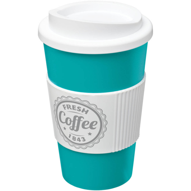 Americano® 350 ml Isolierbecher mit Schutzring - aquablau - Logo 1