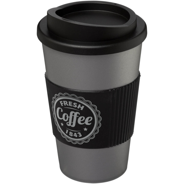 Americano® 350 ml Isolierbecher mit Schutzring - silber - Logo 1