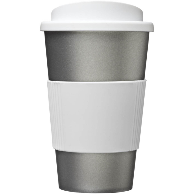 Americano® 350 ml Isolierbecher mit Schutzring - silber - Vorderseite