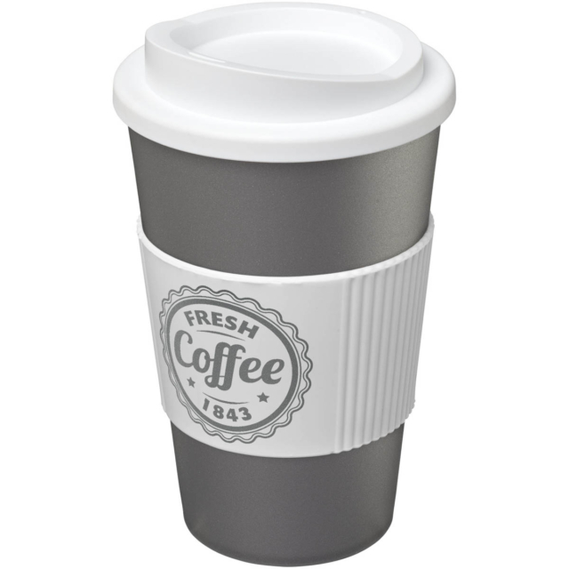 Americano® 350 ml Isolierbecher mit Schutzring - silber - Logo 1