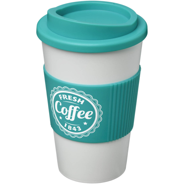 Americano® 350 ml Isolierbecher mit Schutzring - weiss - Logo 1